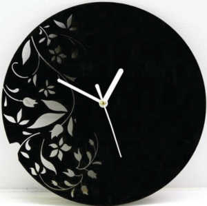 Luxury <b>Black</b> Round Acrylic Wall <b>Clock</b> Floral Cutout Silent Battery Operated Decorative Wall Watch for Home Hotel Office Decor - Product Image 1