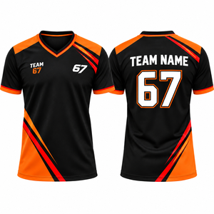 Maillot de sport unisexe à col en V sublimé de qualité supérieure, manches courtes, anti-humidité, 100 % polyester, pour adultes - Product Image 1