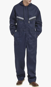 ชุดคลุมทำงานสำหรับช่างผู้ชายแบบมีฮู้ด แขนยาว สะท้อนแสง พร้อมซิป - Product Image 3