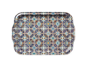 Grand plateau de service rectangulaire moderne personnalisé nouveauté en acier inoxydable émaillé maison fêtes de noël décor paon - Product Image 5