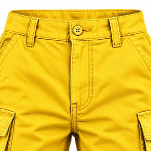 Men's Yellow <b>Wide</b> <b>Leg</b> Cargo <b>Pants</b> Street Style Trousers With Multiple Pockets - Product Image 3