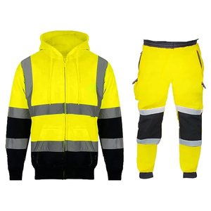 Traje de Trabajo Reflectante Amarillo de Alta Visibilidad, Ropa de Trabajo de Poliéster y Algodón con Múltiples Bolsillos, Uniforme de Seguridad para Hombre - Product Image 1