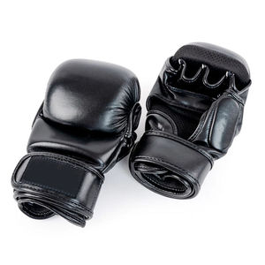 Guantes de Boxeo de Cuero Negro con Cierre de Velcro y Correa Ajustable para la Muñeca, para Adultos, Equipo de Entrenamiento de Artes Marciales - Product Image 3