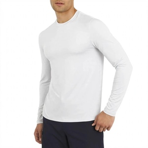 <b>Men</b> <b>White</b> <b>Long</b> <b>Sleeve</b> Rash Guard Compression <b>Shirt</b> For Water Sports And Gym Training Fitness Wear Workout Top - Product Image 1