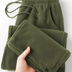 Men's <b>Olive</b> <b>Green</b> Fleece Sweatpants Drawstring Elastic Waist Casual Knitted Winter Pants Street Style <b>Trousers</b> Drawstring - Product Image 1