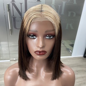 Perruque de cheveux vietnamiens vierges de haute qualité 100 % naturels, ultra-lisses, super double drawn, couleur ombrée brun-blond, prix de gros - Product Image 6