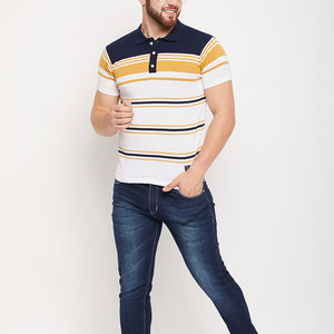 Camiseta Polo a Rayas para Hombre, Manga Corta, Algodón Tejido, Casual, Transpirable, Corte Regular - Product Image 5