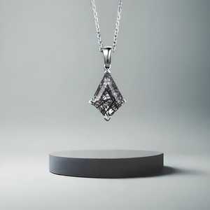 Collier en quartz rutilé noir Kite pour femme, cadeau d'anniversaire, cadeau de mariage, cadeau pour mère, pendentif en argent 925 plaqué or 14 carats - Product Image 3