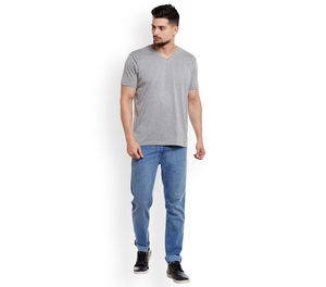 T-shirts pour hommes, été, sport, décontractés, extérieur, couleur unie, manches courtes, tissu en coton doux, col en V, logo personnalisé, respirant - Product Image 5