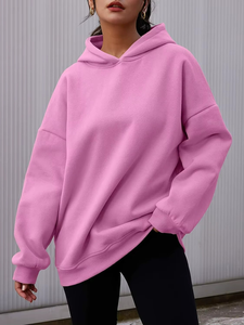 Sweat-shirt à capuche pour femmes de haute qualité, confortable, grande taille, sans cordon de serrage, sans poche - Product Image 4