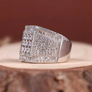 Square Baguette & Round Cut Moissanite Diamond Hip Hop Bling Engagement <b>Ring</b> Iced Out Pave <b>Ring</b> Luxury <b>Statement</b> <b>Ring</b> for Men - Product Image 3
