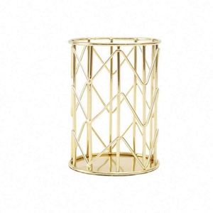 New Design Office Desk Organizers Desktop Metal Flower With Wire Mesh <b>Rose</b> Gold Magnet Pen Bin Pencil Cup Holder - Product Image 2