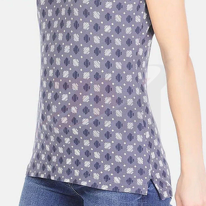 Polo de Mujer con Estampado Geométrico, Manga Corta, Tejido Transpirable, 100% Poliéster, Estilo Casual - Product Image 5
