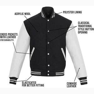 Custom Logo Men's Varsity <b>Jacket</b> Thin Street Wear Baseball <b>Jacket</b> with Front Letterman Patches Customizable Long Varsity Coat - Product Image 2