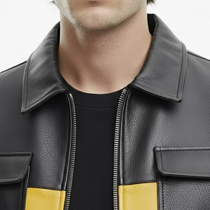 Chaqueta de cuero genuino única para hombre, chaqueta de cuero para motocicleta, estilo abrigo, chaqueta de invierno de cuero de oveja auténtico para hombre - Product Image 4