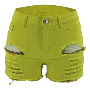 Saleh Enterprises Women Vintage <b>Stretch</b> <b>Denim</b> Shorts High Waist Distressed Ripped Belt Button Casual Summer Beach Wear Bulk Sale - Product Image 4