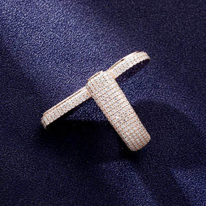 Premium Quality 18K <b>Gold</b> Plated Cross <b>Cocktail</b> <b>Ring</b> With Pave Cubic Zirconia Round Stones Unisex Religious Jewelry - Product Image 2