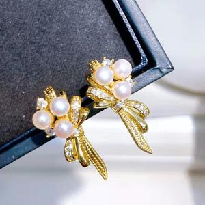 Pendientes de Cristal de Alta Gama con Diseño Retro de Espiga de Trigo, Populares, con Perlas de Agua Dulce, Colgante de Abanico, Joyería de Alta Gama - Product Image 1