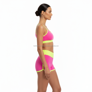 Conjunto de Yoga de la Compañía Kent Trading, Sujetador Deportivo y Pantalones Cortos para Mujer, Talla Grande, Cintura Alta, Secado Rápido, Transpirable, Ropa Deportiva Activa, Conjunto de 2 Piezas - Product Image 3