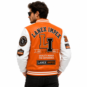 Chaqueta Varsity Personalizada Premium con Logotipo Bordado, Mangas de Cuero PU, Puños y Dobladillo Acanalados, Chaqueta de Béisbol a la Moda OEM - Product Image 4