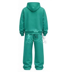 Men Lime Hooded <b>Tracksuit</b> Set Solid Color Full Length 100% Cotton Casual Sweatshirt With 320 Gsm Regular Fit Wear - Product Image 6