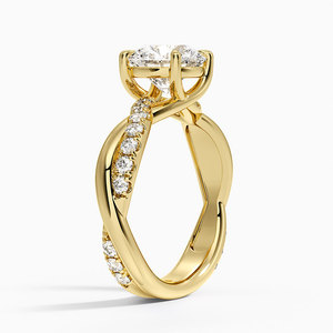Anillo de compromiso con diamantes y banda entrelazada ornamentada - Product Image 2