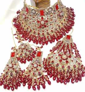 Collar de Novia Pakistaní e Indio para Mujer, Conjunto de Joyería de Aleación, Estilo Romántico para Boda - Product Image 3