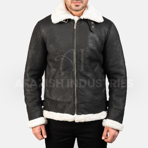 Abrigo de aviador para hombre, abrigos de piel de oveja, cazadora de cuero, relleno cálido de vuelo, Invierno - Product Image 5