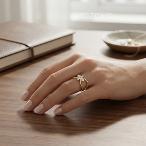 Anillo de Diamantes Cultivados en Laboratorio con Diseño de Trébol Infinito de Ocho Puntas, Diamantes Cultivados en Laboratorio, Platino, Vástago Abierto Personalizado, Impresionante - Product Image 2