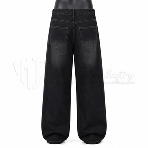 Jeans noirs déchirés pour homme, coupe large, style streetwear, patchwork, coupe ample - Product Image 2