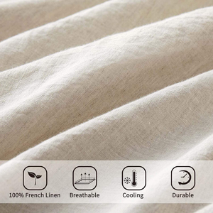 ชุดเครื่องนอนผ้าลินินกันน้ำสำหรับโรงแรม 100% 5 ชิ้น 1 ปลอกผ้านวม 1 ผ้าปูที่นอนเรียบ 1 ผ้าปูที่นอนรัดมุม 2 ปลอกหมอน - Product Image 3