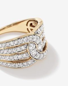 Anillo de cóctel Roy Diamond de oro amarillo de 18 quilates con diamantes pavé en varias filas, certificado por IGI, anillo de lujo, joyería fina - Product Image 4