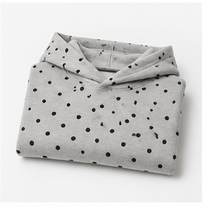 Sweat à capuche personnalisé gris argenté pour femme, coupe moderne et carrée, à pois décalés, en molleton doux coton-henné WPHOOD-0016 - Product Image 3