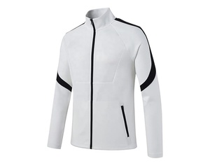 Ensemble de survêtements de sport écologiques et décontractés à manches longues et à fermeture éclair intégrale pour hommes, survêtement à motif solide pour la course d'été - Product Image 2