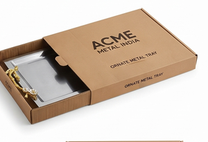 Plateau de service en métal ACME de qualité supérieure, argenté, avec poignée florale en métal poli, style minimaliste, pour usage résidentiel, événements de mariage, restaurants - Product Image 6