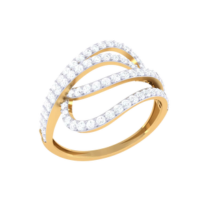 Bague ouverte tendance en or, motif vague, scintillante, spirale infinie, bijou géométrique minimaliste pour anniversaire - Product Image 2