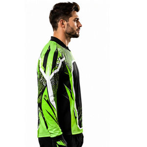 Maillot de football pour homme vert et noir, à manches longues, sublimé, anti-humidité, col montant, personnalisable avec le nom de l'équipe, coupe classique - Product Image 2