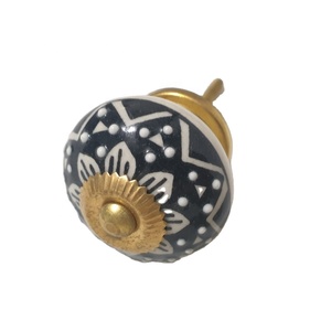 Black Ceramic <b>Door</b> <b>Knobs</b> Kitchen Hand Painted Floral Antique Usage Home Dresser <b>Door</b> Cabinet Handmade <b>Decorative</b> Turquoise - Product Image 1