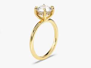Anillo de compromiso de diamante solitario con halo de corte redondo de 2 quilates y banda oculta de oro, anillo de promesa de diamante, joyería fina para mujer - Product Image 6