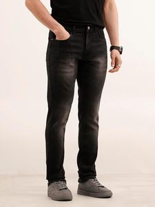 Jean pour homme coupe droite ample, délavé vintage, en denim tissé personnalisé, pour l'automne - Product Image 6