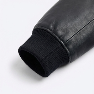 Black Shearling Collar Leather Bomber Jacket | Faux Leather Jacket | Oversized Streetwear Zip Bomber | Custom OEM Manufacturer - Product Image 5