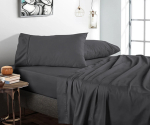 Luxury 200 Thread Count King Bed <b>Sheet</b> <b>Set</b> 4PCS Ultra dark grey Cotton Bedding Deep Pocket Hotel Quality <b>Sheets</b> India Supplier - Product Image 1