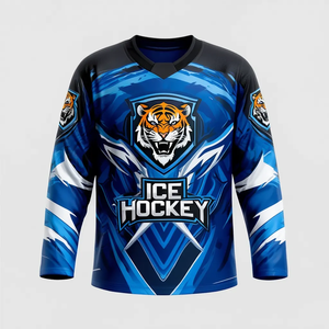 เสื้อฮอกกี้น้ำแข็ง Tigers แบบซับลิเมชั่น แขนยาว คอวี ระบายเหงื่อได้ดี ผลิตจากโพลีเอสเตอร์ สำหรับผู้ชาย ทรงปกติ - Product Image 3