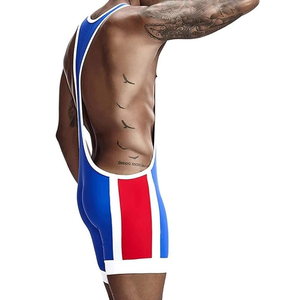 Débardeur de lutte personnalisé pour homme, sans dos, color block, sans manches, anti-humidité, séchage rapide, en polyester, uniforme de compétition sportive - Product Image 3