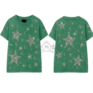 เสื้อยืดคอกลมผู้ชายแบบสั่งทำพิเศษ ตกแต่งโลโก้ด้านหน้าด้วยคริสตัล พร้อมลายพิมพ์กลิตเตอร์ เนื้อผ้าคอตตอน 100% ระบายอากาศได้ดี เนื้อผ้าหนา - Product Image 4