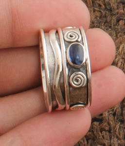 Anillo de Cianita Azul Natural, Plata de Ley 925, Anillo de Eternidad Completo para Mujer, Joyería de Piedras Preciosas, Fabricante Mayorista - Product Image 3