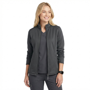 Blouse médicale pour femme coupe athlétique, entièrement zippée, extensible haute performance, avec logo personnalisé, vente en gros, veste d'infirmière, blouses médicales - Product Image 1