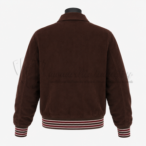 Chaqueta Varsity de Pana Marrón Personalizada para Hombre, Chaqueta de Béisbol Vintage con Letras Bordadas, Fabricante OEM al por Mayor - Product Image 2