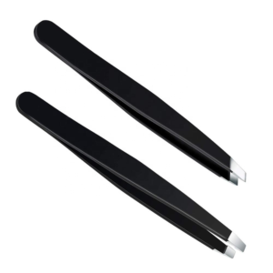Black Stainless Steel Slanted Eyebrow Tweezers Non Slip Grip Custom Logo Packaging Precision Hair Removal <b>Tool</b> - Product Image 1