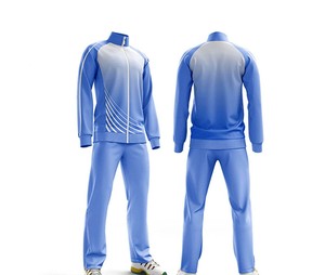 Ensemble de survêtement sportif pour homme, bleu et blanc, à blocs de couleur, avec fermeture éclair, col montant, coupe droite, pour l'automne - Product Image 6